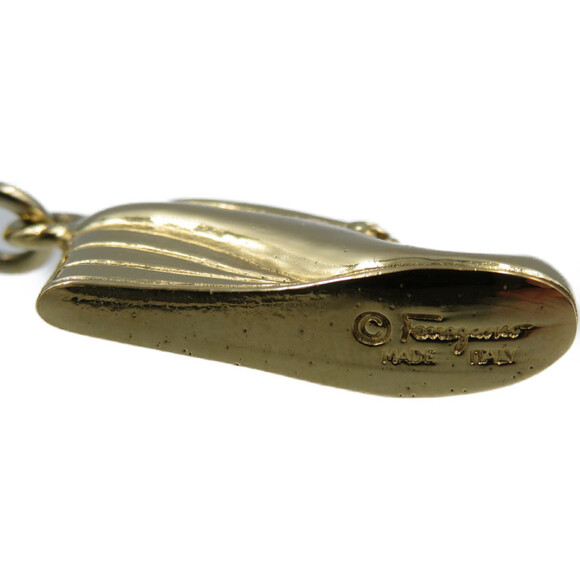 Excellent condition Salvatore Ferragamo vintage metal gold shoe motif necklac...